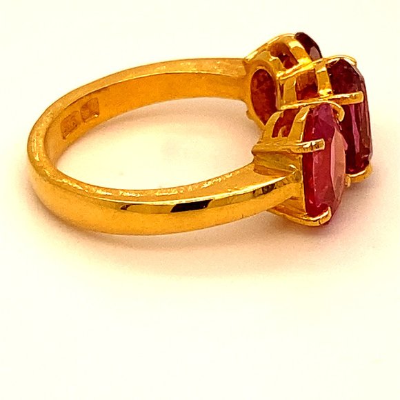 Red Pink Spinel 4.15ct Solid 22K Yellow Gold Ring - Picture 3 of 6